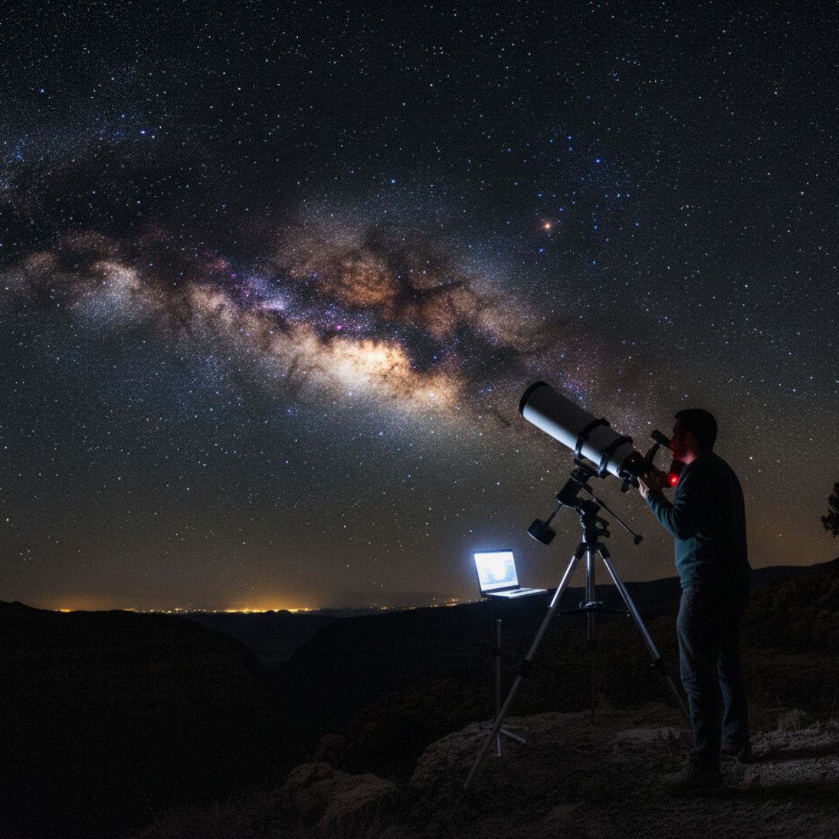 Persona con telescopio